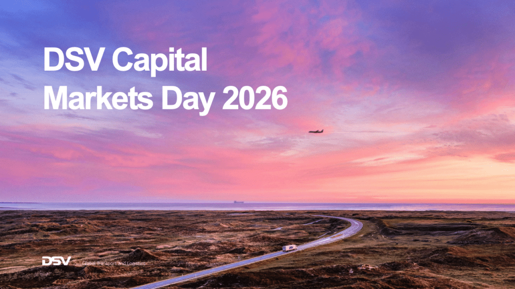DSV Capital Markets Day 2026 banner med landskab og lastbil